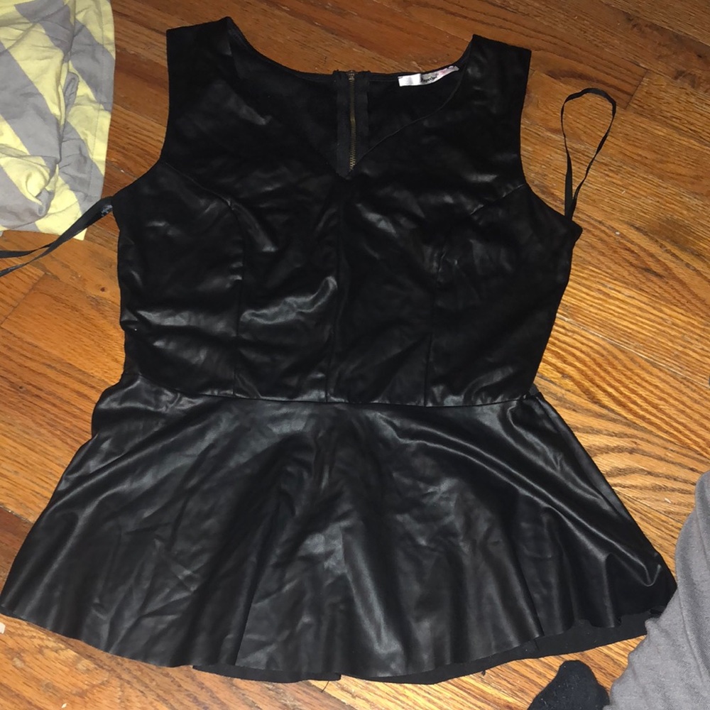 Faux leather peplum top